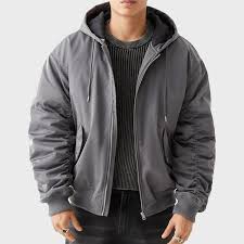 MTS CLOTHING ARTICLE#6351 Mens Oversize Grey Bomber Jacket