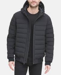 MTS CLOTHING ARTICLE#6354 Men's Quilted Hooded Bomber Jacket