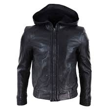 MTS CLOTHING ARTICLE#6364 Mens Hooded Biker Leather Jacket