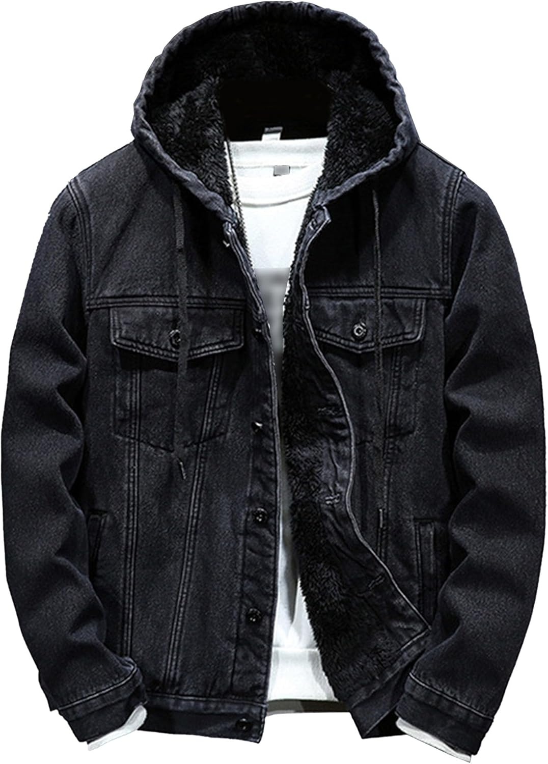 MTS CLOTHING ARTICLE#6332 Button Down Trucker Coat Denim Hoodie Hooded Jean Jacket