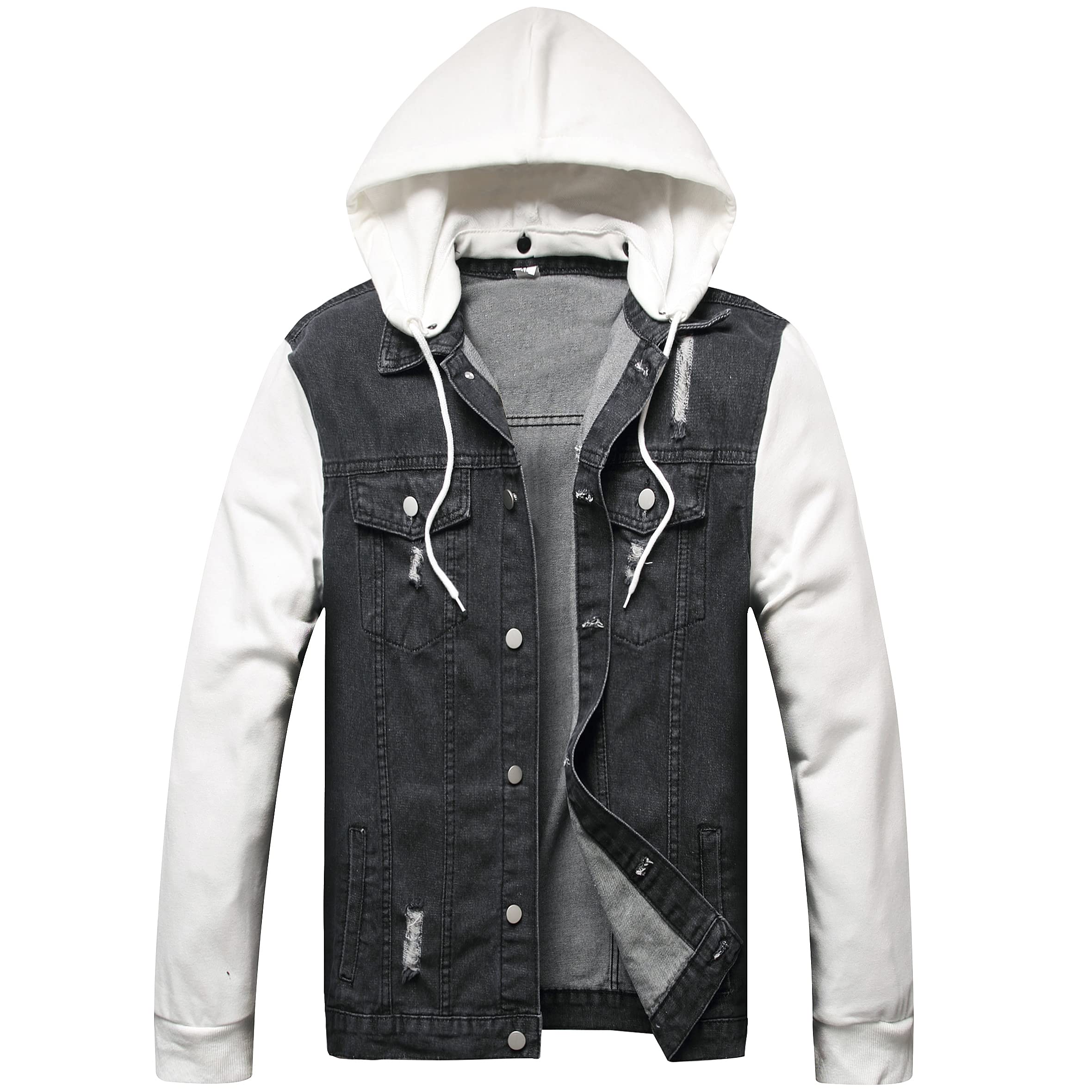 MTS CLOTHING ARTICLE#6333 Hoodie Jean Jacket for Men,Casual Slim Fit Men's Denim