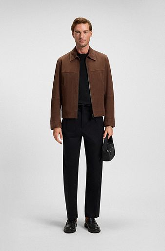 MTS CLOTHING ARTICLE#6319 Regular-fit jacket in soft suede with zip front