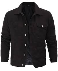 MTS CLOTHING ARTICLE#6326 Men Black Cotton Rip Trucker Jacket