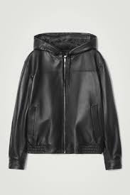 MTS CLOTHING ARTICLE#6387 HOODED LEATHER BOMBER JACKET